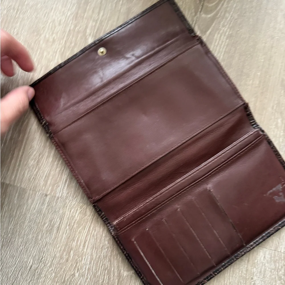 Vintage Dior Wallet, Embossed Leather, Crocodile 1960’s
